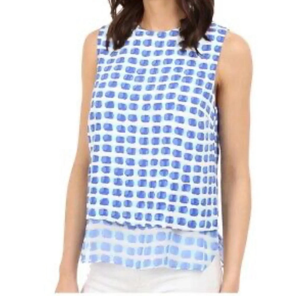 KATE SPADE island stamp layered blouse silk blend size small